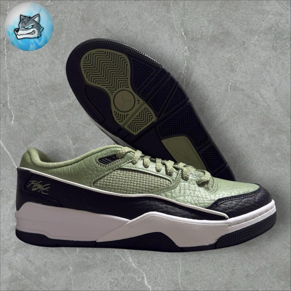 New Jordan Flight Court Oil Green Olive Aura Black Men's |‎ Size 10